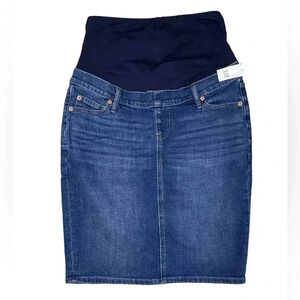GAP Maternity Full Panel Denim Skirt Dark Wash Size  4